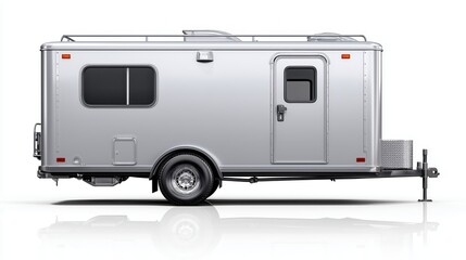 Sleek Silver Travel Trailer on White Background for Outdoor Adventures