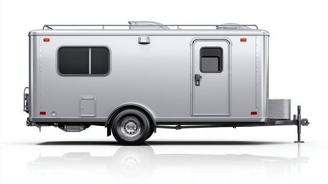 Sleek Silver Travel Trailer on White Background for Outdoor Adventures