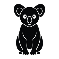 Fototapeta premium Shy Black Line Art Koala Vector