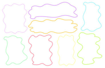 手書きうねうねフレーム　パステルカラー