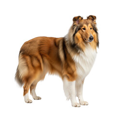 Majestic sable and white collie standing proudly isolated
