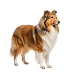 Majestic sable collie standing proudly against a white background