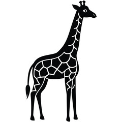 Obraz premium Tall Black Line Art Giraffe Vector