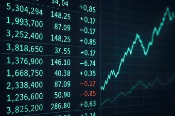 Obraz premium Green financial graph with numerical data stock market financial data
