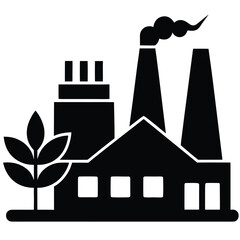 Vector Illustration of a Factory with Green Energy