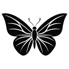 Winged Black Line Art Butterfly Vector