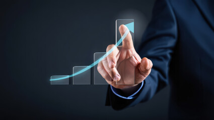 Visualizing Business Growth A Conceptual Image of Progress and Success A Rising Bar Graph Representing Positive Trends and Achievements A Symbol of Advancement