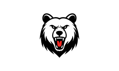 Aggressive Bear Mascot Logo with Open Mouth

