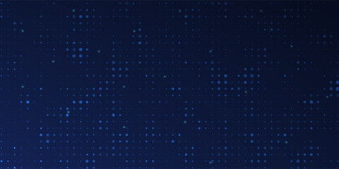 Abstract futuristic technology square pattern with glowing lights, square elements on dark blue background.