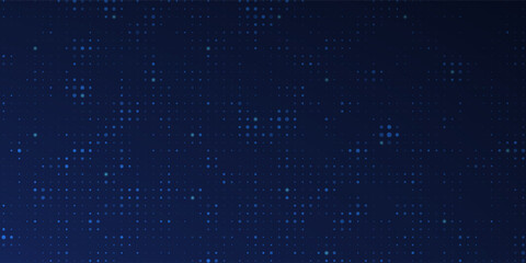 Obraz premium Abstract futuristic technology square pattern with glowing lights, square elements on dark blue background.