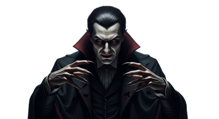 A realistic Dracula trying to scare people