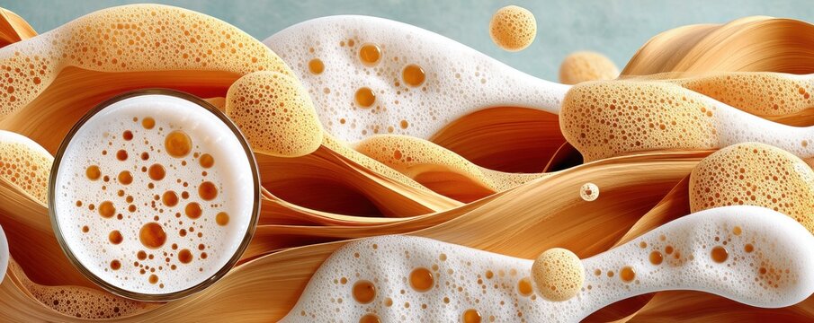 Artistic depiction of craft beer foam and vibrant golden textures