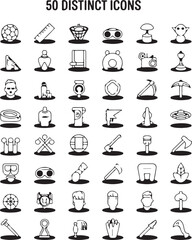 A sleek vector icon set for web design features travel symbols like hotel, beach, and car, perfect for vacation illustrations