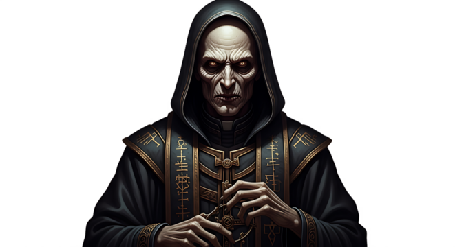 A dark priest lord trying to scare humans.