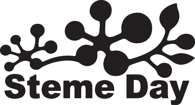 Stem day text silhouette vector illustration with white background