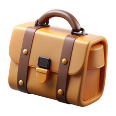 3d render of a stylish brown leather briefcase with elegant design and details