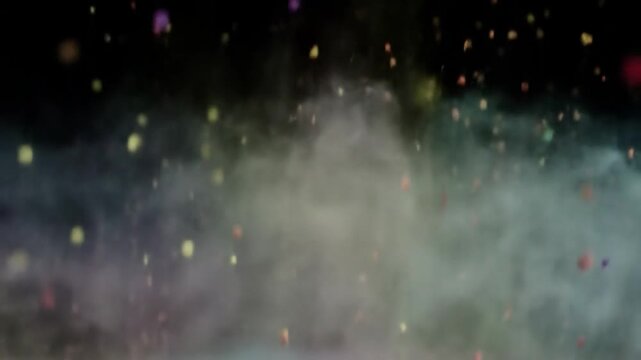 Color Powder Explosion on Black, Multi-colored particles suspended for beauty/art, can use as abstract background