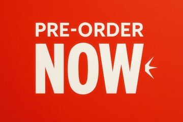 Fototapeta premium A bold red advertisement with the prominent white text 