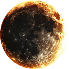 Scorched planet with dark burnt surface and glowing rim