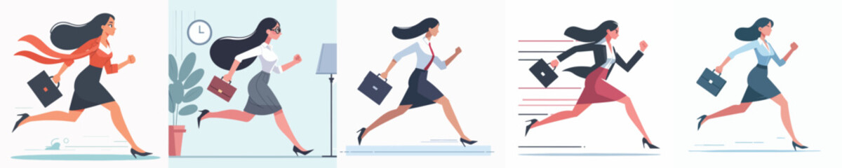 a set of vector characters of secretaries running