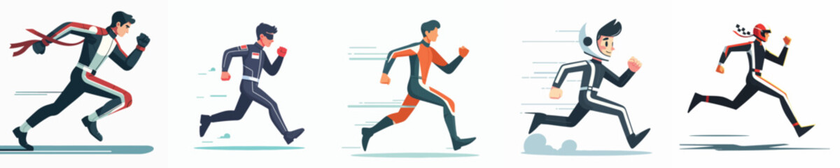 a set of vectors of racers running