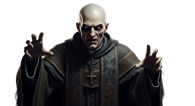 A dark priest lord trying to scare humans.