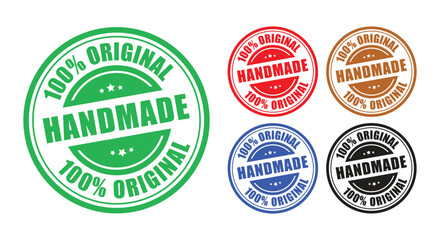 Handmade Stamp Badge Vector Set with 100 Percent Original Labels 