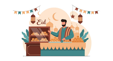 Eid Al Adha Celebrations At The Delicious Pastry Shop With A Friendly Vendor
