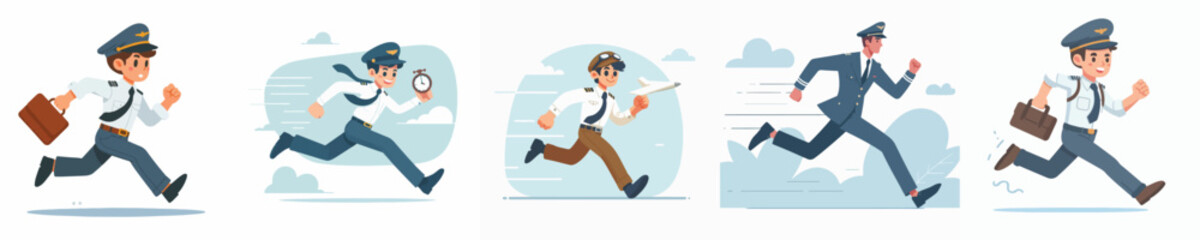 vector set of pilots running
