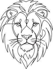 Abstract lion face created with a single line, elegant and modern design concept for branding or poster art,