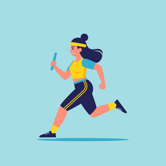 Focused Runner in Motion Capturing the Energy of a Relay Race in Vector Art Illustration