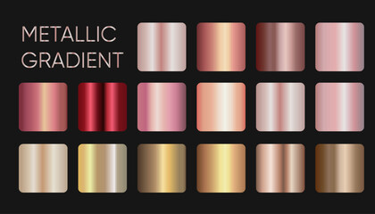 Luxury metallic gradient swatches in rose gold and copper tones