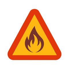 Flammable Materials Warning Sign Vector Illustration with Orange Triangle and Fire Symbol