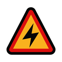 Electrical hazard warning sign illustration with yellow orange red black colors and lightning