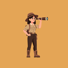 Girl Scout Exploring with Telescope