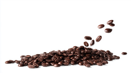 Obraz premium 白い背景のコーヒー豆