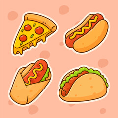 cute cartoon street food vector design of street food collection