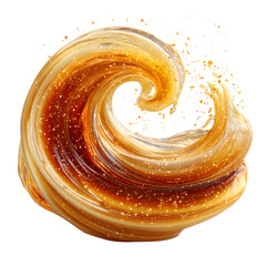 A swirling golden honey texture in abstract motion, captured with soft highlights and organic depth for a rich, tactile visual, isolated on transparent background. --v 7.0 --s 750 --raw