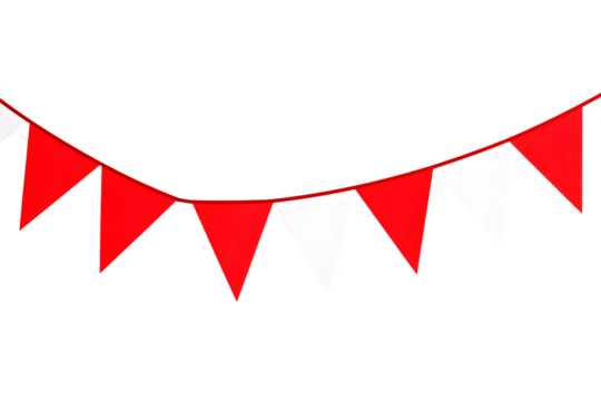 Red And White Triangle Bunting With Transparent Background - Powered by Adobe