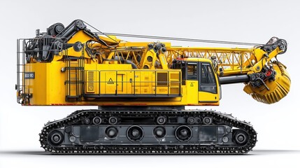 Heavy Duty Yellow Excavator with Tracks and Large Bucket for Construction Projects