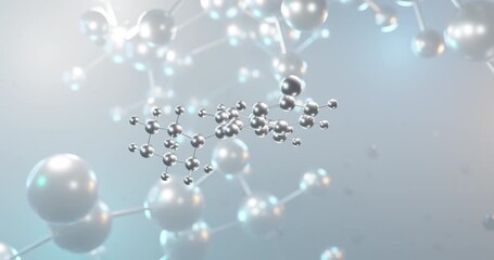 Desmethylclozapine rotating 3d molecule, molecular structure of antipsychotics seamless video
