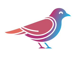 Obraz premium Cute Line Art Illustration of a Light-Colored Bird Perched. A stylized, light-blue bird with a simple line art design, perched on a branch. 