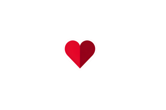 Red Gradient Heart Shape on Transparent Background