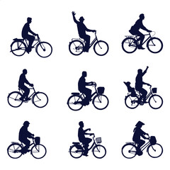 Obraz premium Hand drawn bicycle silhouette collection set