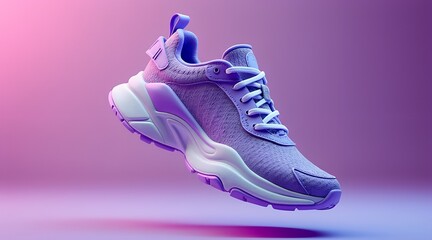 Purple athletic sneaker with white sole