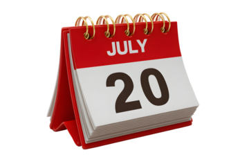 Red July 20 Desktop Calendar 3D Render