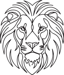 Abstract lion face created with a single line, elegant and modern design concept for branding or poster art,