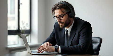 young man working on laptop tech 
