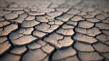 Cracked dry earth or soil with broad cracks, drought-affected land, arid environment.