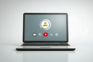 Silver Laptop on White Background Showing Video Call Interface